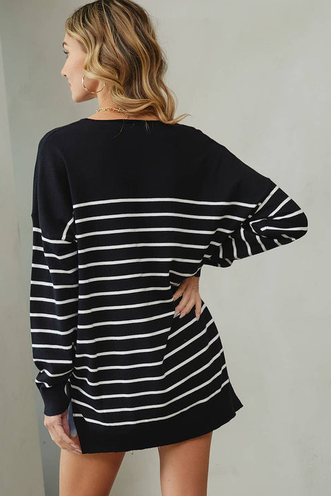 Sweet Lovely by Jen-Black & Ivory Lightweight Casual Sweater-Pink Dot Styles