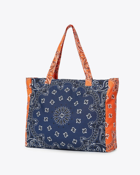 Bailey Bandana Tote I Navy & Orange
