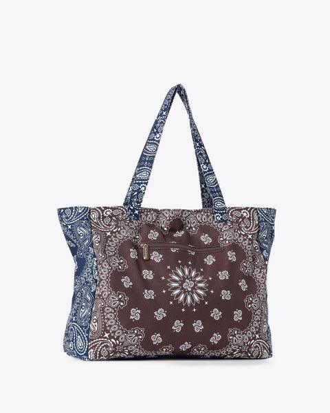 Bailey Bandana Tote I Brown & Navy
