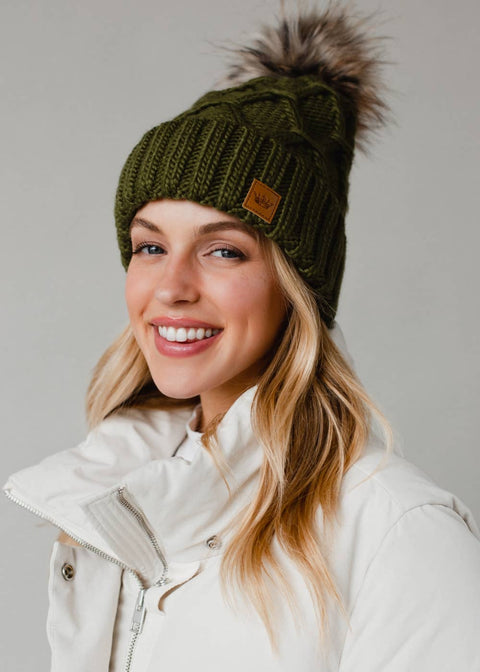 Cable Knit Pom PomHat