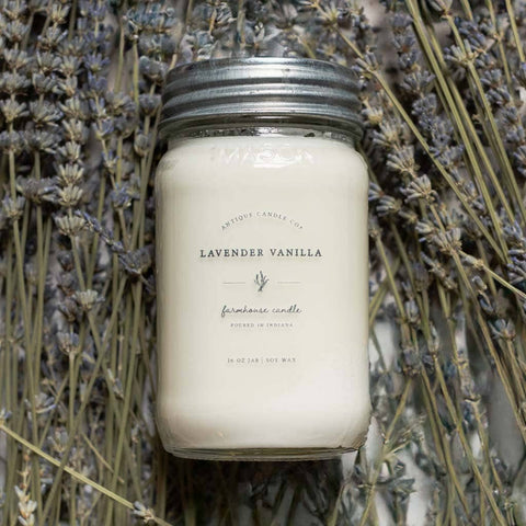 Lavender Vanilla - Soy Wax Candle: 1 mason jar (16 oz)