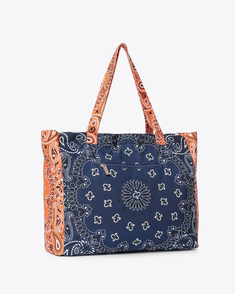 Bailey Bandana Tote I Navy & Orange