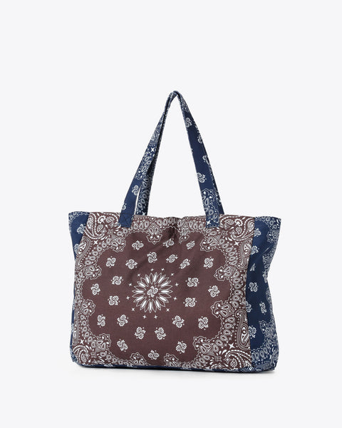 Bailey Bandana Tote I Brown & Navy