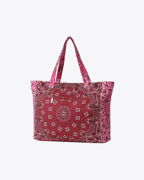 Bailey Bandana Tote I Burgundy & Pink