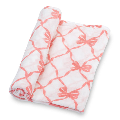 LollyBanks-Beautiful Bows Baby Swaddle Blanket-Pink Dot Styles