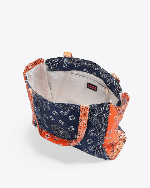 Bailey Bandana Tote I Navy & Orange