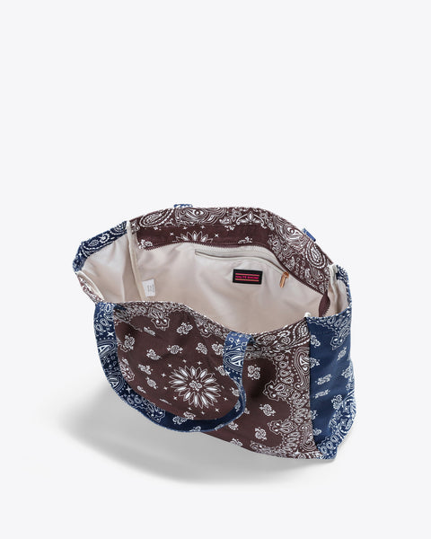 Bailey Bandana Tote I Brown & Navy