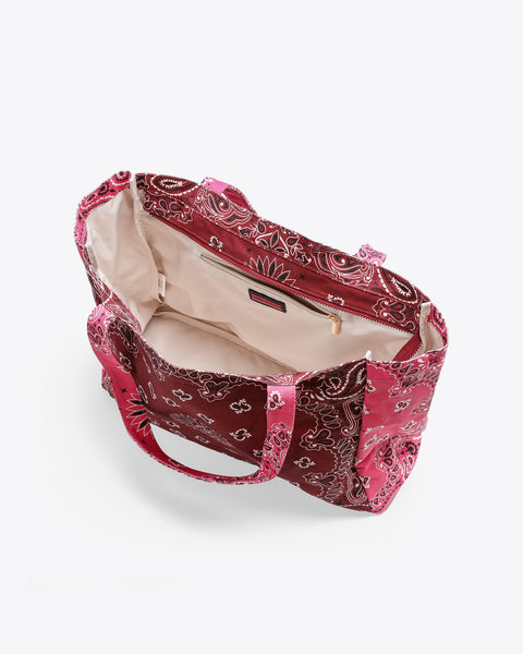 Bailey Bandana Tote I Burgundy & Pink