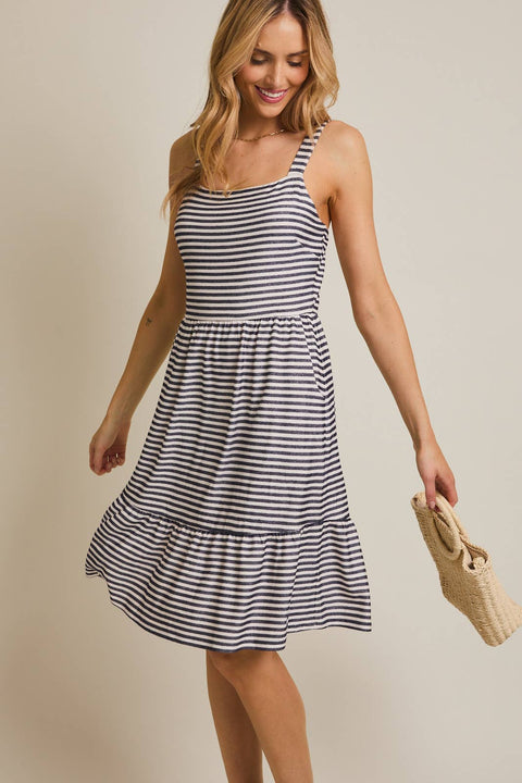 GILLI-Classic Navy & White Stripe Dress-Pink Dot Styles