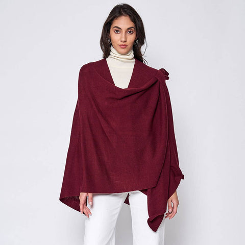 Fashion City-Solid Ruana with Shoulder Strap: DPK / One Size-Pink Dot Styles