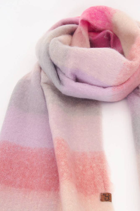 C.C Multi Color Block Plaid Check Pattern Woven Winter Scarf: 23