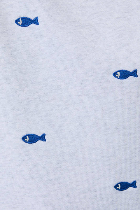 Fish Embroidered Sweat Shorts