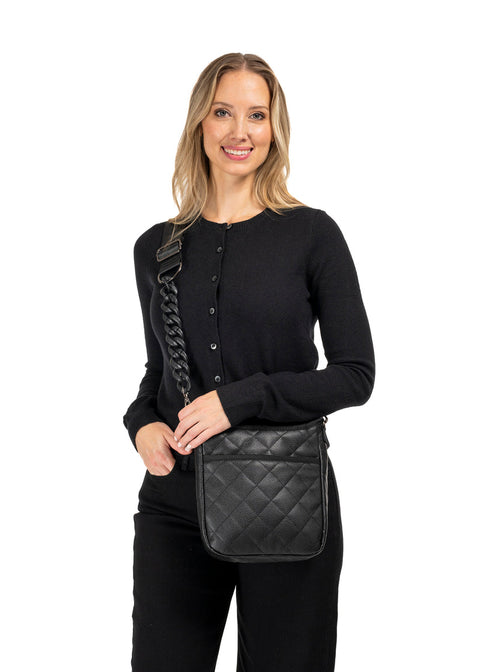 Haute Shore-Jeri Solo Pebbled | Medium Quilted Vegan Leather Crossbody-Pink Dot Styles