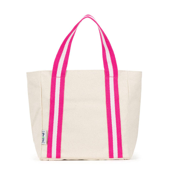 Ame & Lulu-Mini Hamptons Beach Tote: Pomegranate-Pink Dot Styles