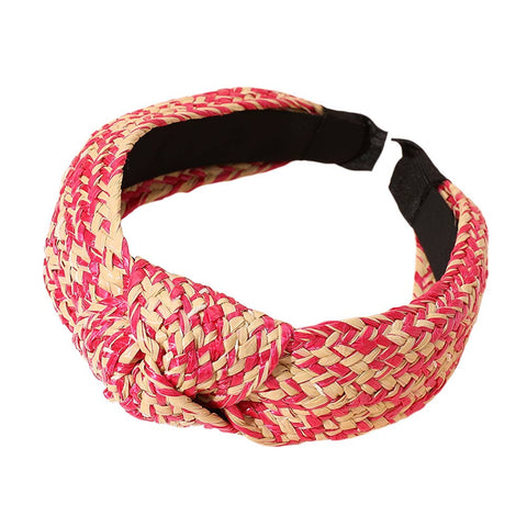 Raffia Weave Knot Headband: Green
