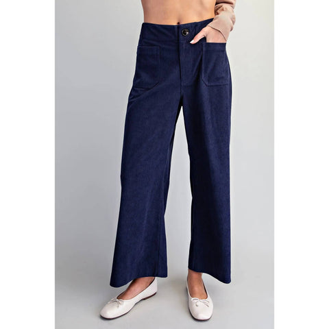Corduroy Straight Leg Pants: Navy