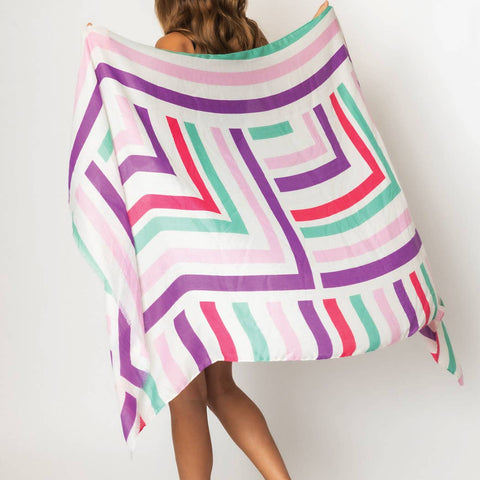 Fashion City-Abstract Geometric Print Scarf: NVY / ONE SIZE-Pink Dot Styles