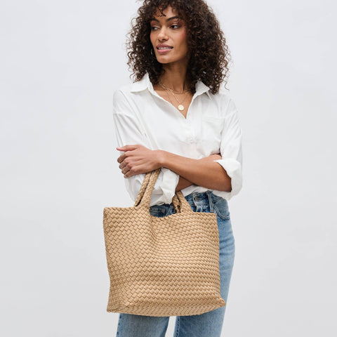 Sky's The Limit Medium Woven Neoprene Tote: Nude
