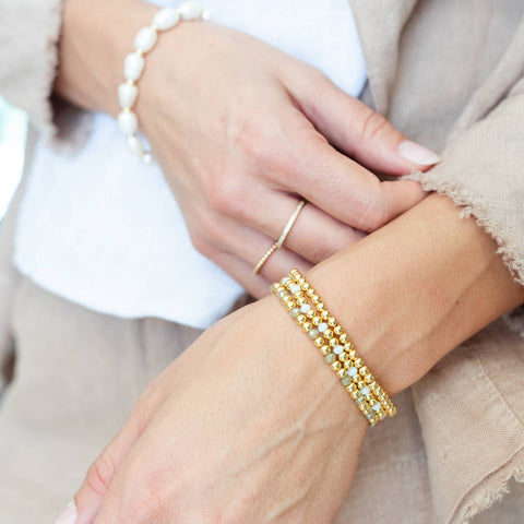 Gold Bead Stretch Bracelet: 4mm