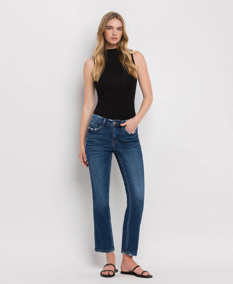FLYING MONKEY-Straight Ankle Slim Jeans-Pink Dot Styles