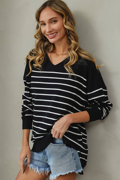 Sweet Lovely by Jen-Black & Ivory Lightweight Casual Sweater-Pink Dot Styles