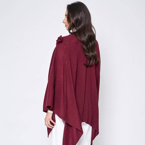 Fashion City-Shoulder Strap Solid Ruana Poncho-Pink Dot Styles