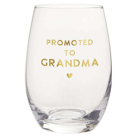 Stephan Baby by Creative Brands-Wine Glass - Promoted To Grandma: Hand Wash Only / Glass / 4.5" H, 17 oz-Pink Dot Styles