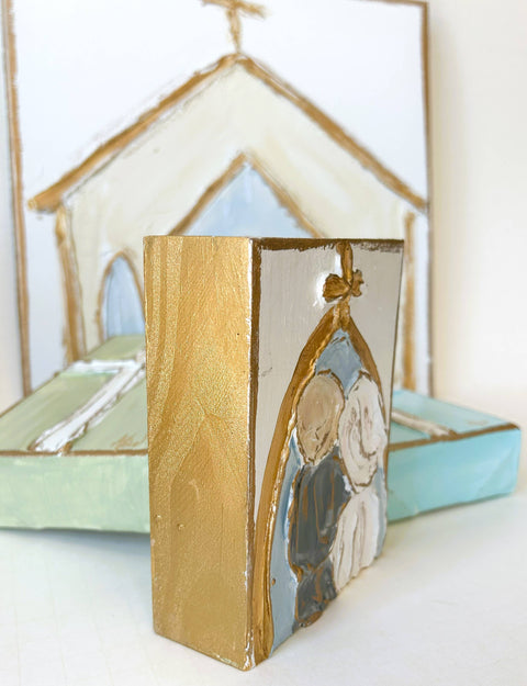 Coddiwomple-At the Church Door - Bride and Groom Wedding textured block-Pink Dot Styles