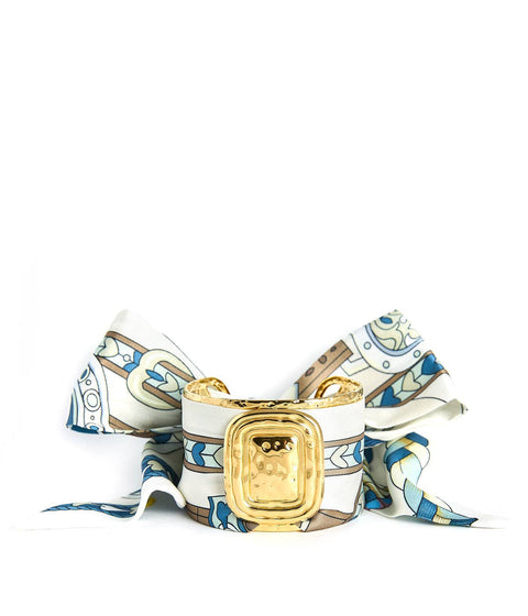 Lisi Lerch-Large Gold Scarf Cuff - Evie - WS: Pink Multi-Pink Dot Styles