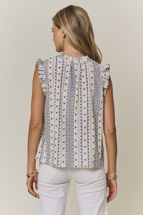 Boho Ruffle Cap Sleeve Top
