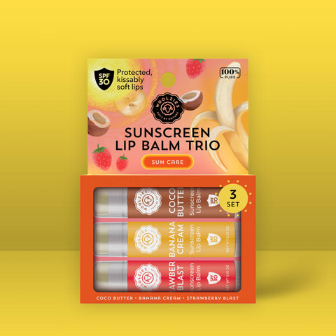 Woolzies-SPF Sunscreen Lip Balm Cocoa Butter Banana cream Strawberry-Pink Dot Styles