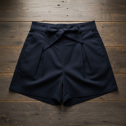 Vine & Love-High-Rise Waist Tie Shorts-Pink Dot Styles