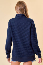 Doe and Rae-Diamond Pattern Pullover: Navy-Pink Dot Styles