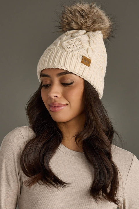 Cable Knit Pom PomHat