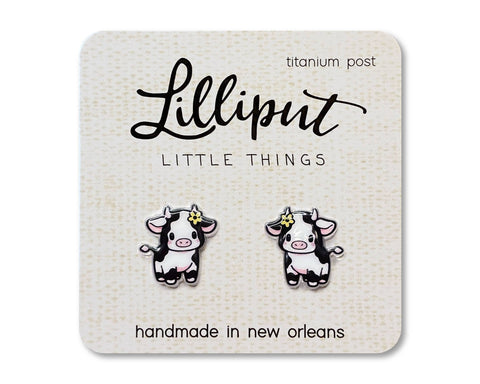 Baby Cow Earrings // Farm Animal Earrings