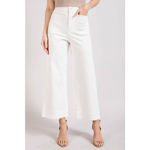 STYLE USA-White Soft Washed Wide Leg Pants-Pink Dot Styles