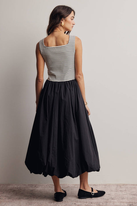 Mixed Media Bubble Midi Dress