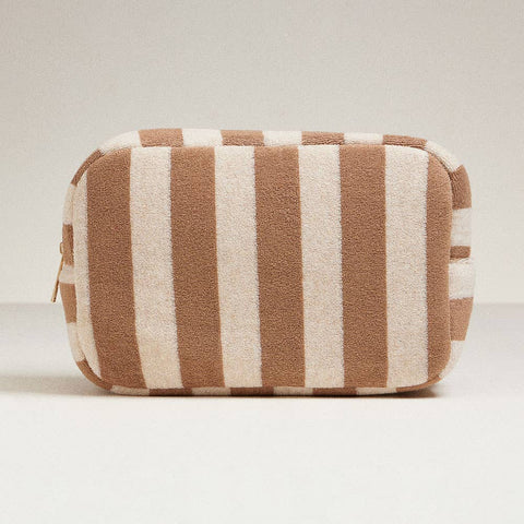 Wona Trading, Inc.-Striped Pattern Cosmetic Pouch Bag-Pink Dot Styles
