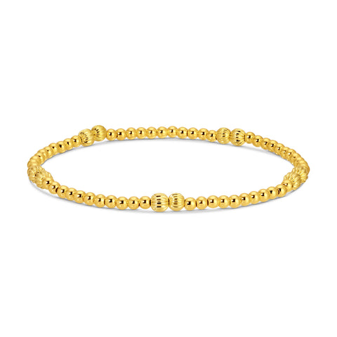 3mm Stretch Bead Bracelets with Textured Larger Bead Accents