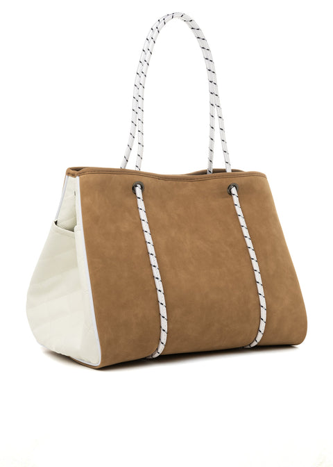 Haute Shore-Greyson Latte |  Neoprene Tote-Pink Dot Styles