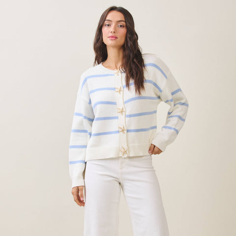 Able-Starfish button striped cardigan-Pink Dot Styles