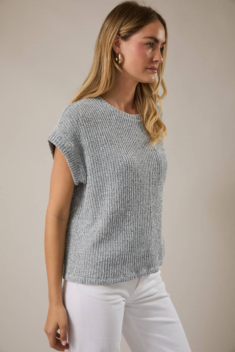 Knit Crew Neck Short Sleeve Sweater