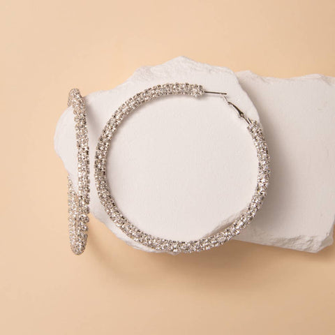 Cubic Zirconia Pavé Tube Hoop Earrings: Gold