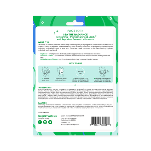 Sheet Face Mask - K-Beauty - Plumping - Sea the Radiance