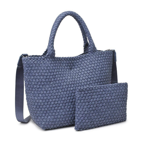 Sky's The Limit Medium Woven Neoprene Tote: Dark Denim