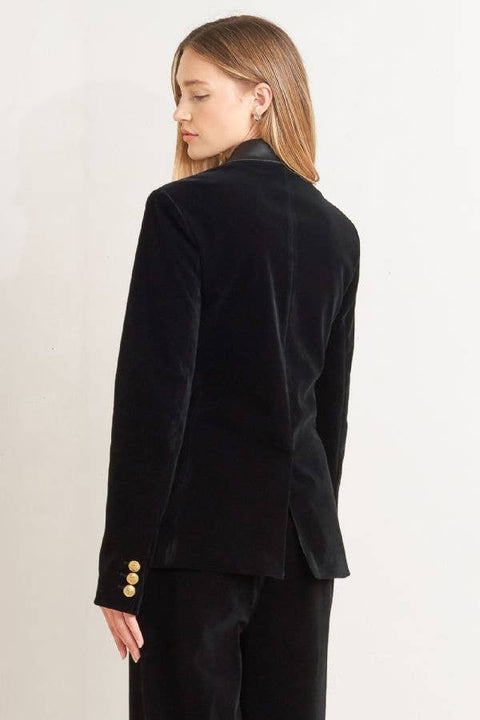 Velvet Blazer with Satin Accent