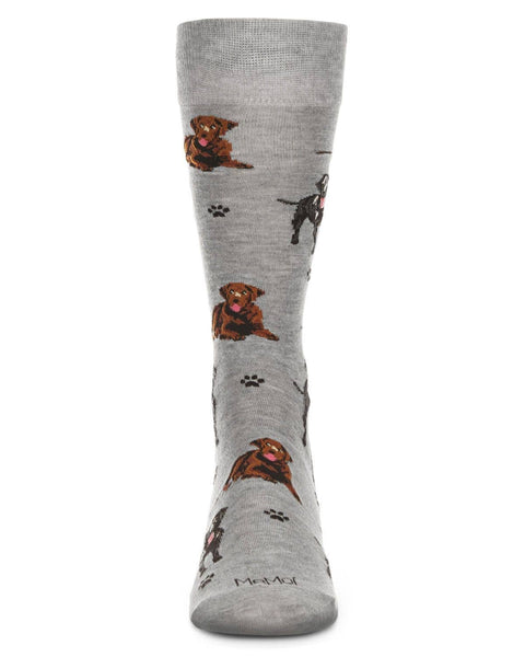 MeMoi Labradors Bamboo Men's Crew: Light Gray Heather / 10 13