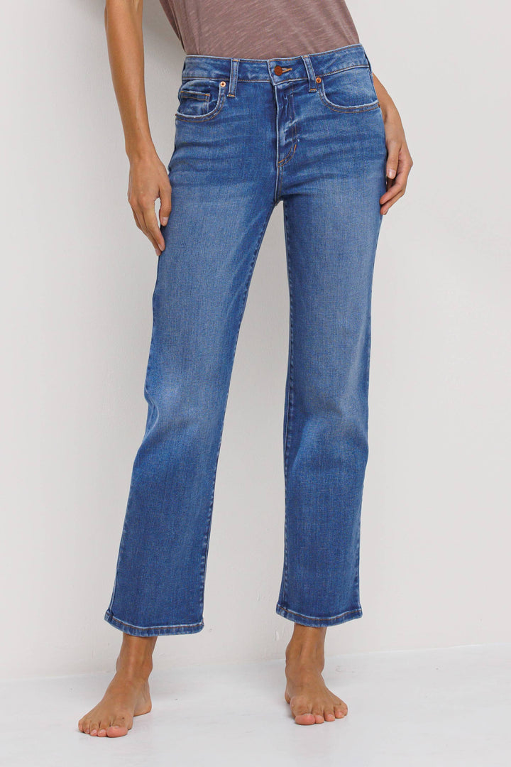 SneakPeek-Mid Rise Ultra Stretch Slim Jeans-Pink Dot Styles