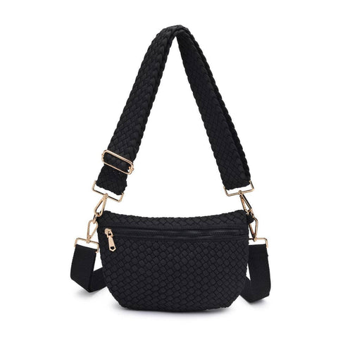 Sol and Selene-Ethereal   Woven Sustainable Crossbody: Black-Pink Dot Styles