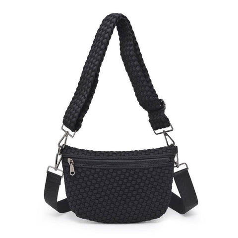 Sol and Selene-Ethereal - Woven Neoprene Crossbody: Olive-Pink Dot Styles